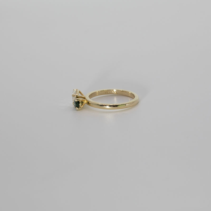 Comune - Bespoke - Twin Pear Cut Diamond and Sapphire Ring