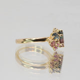 Une - Bespoke - Cluster ring with Blue and Pink Tourmaline with pink tourmaline and topaz