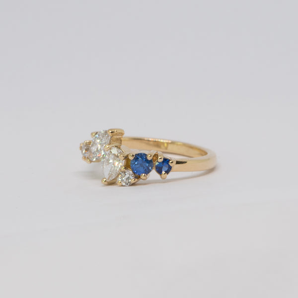 Comune - Bespoke - Sapphire and Diamond Cluster Ring