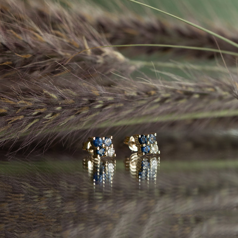 Comune - Bespoke - Sapphire and Diamond Cluster Earrings