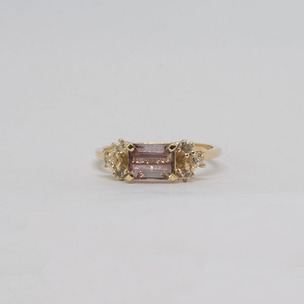 Une - Bespoke - Dusty Pink Tourmaline and White Sapphire Ring