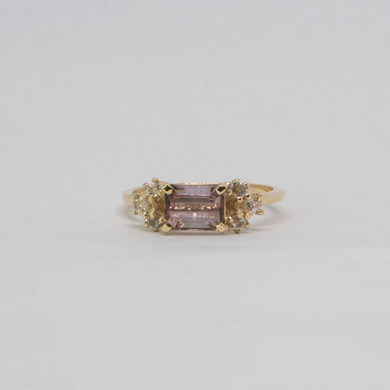 Une - Bespoke - Dusty Pink Tourmaline and White Sapphire Ring