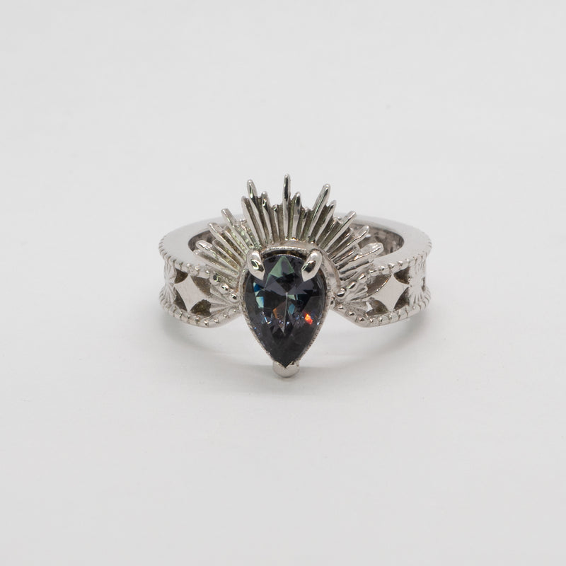 Halo & Hurt - The Erte Ring (9ct White Gold with Pear Cut Spinel)