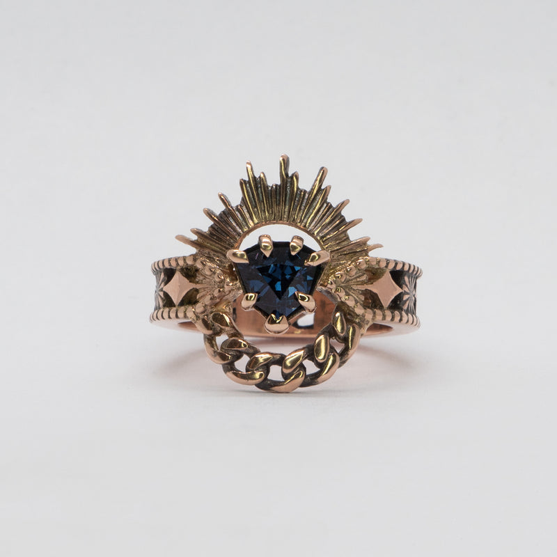 Halo & Hurt - The Erté - Fancy cut blue spinel in 9ct rose gold