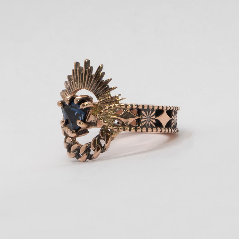 Halo & Hurt - The Erté - Fancy cut blue spinel in 9ct rose gold