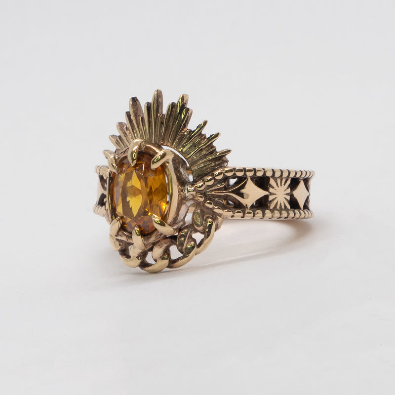 Halo & Hurt - The Erté Ring - 9ct Yellow Gold with Yellow Sapphire