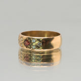 Une -Bespoke - Thick Gold Band with Garnet and Diamonds