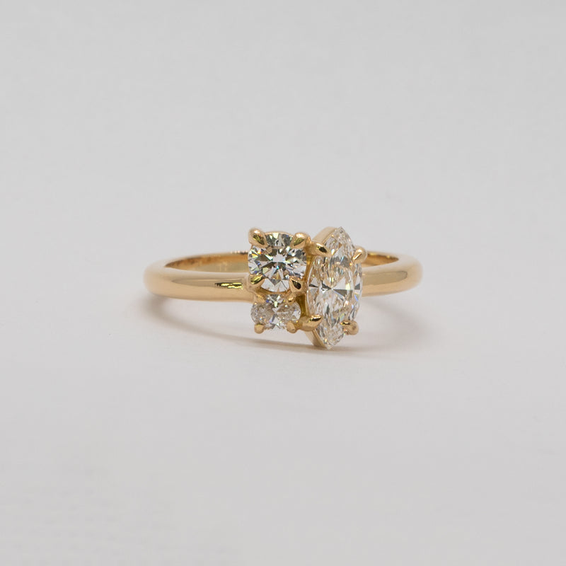 Comune - Bespoke Marquise, Round and Oval cut Diamond 18ct Yellow Gold Ring
