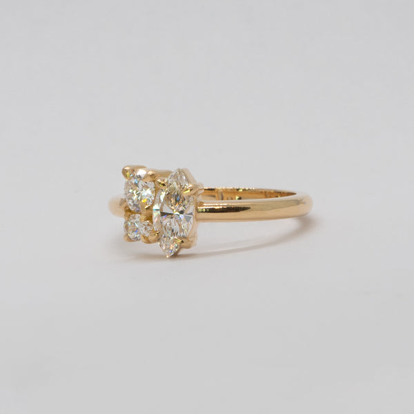 Comune - Bespoke Marquise, Round and Oval cut Diamond 18ct Yellow Gold Ring