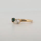 Comune - Bespoke - Twin Pear Cut Diamond and Sapphire Ring