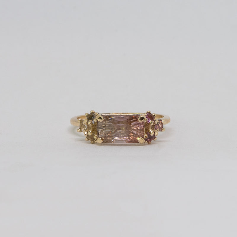 Une - Bespoke - Pink and White Bicoloured Tourmaline Ring