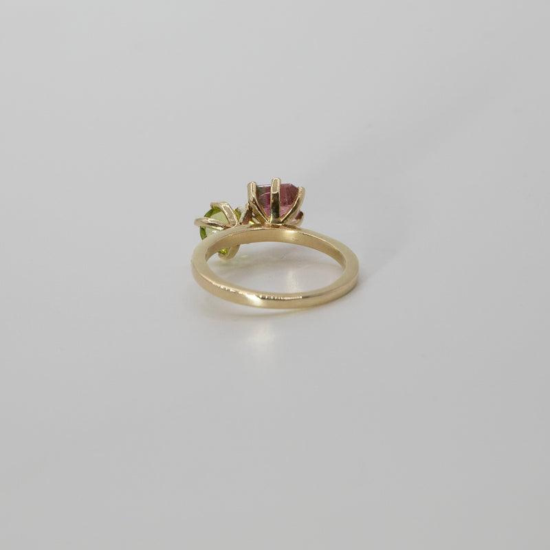 Une -Bespoke - Tourmaline and Peridot Twin Ring