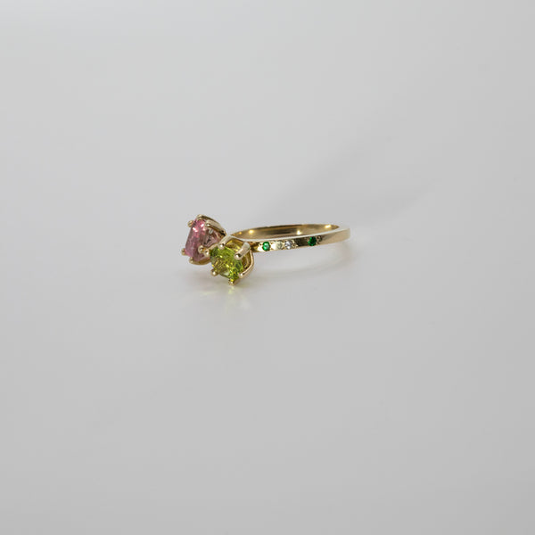 Une -Bespoke - Tourmaline and Peridot Twin Ring