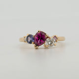 Une - Bespoke - Pink and Purple Sapphire Cluster Ring