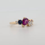 Une - Bespoke - Pink and Purple Sapphire Cluster Ring