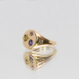 Une - Bespoke - Gold Signet #5 with Pink Tourmaline, Purple Sapphire and Yellow Sapphire