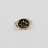 Une - Bespoke - Round Signet with Parti Sapphire and Diamond