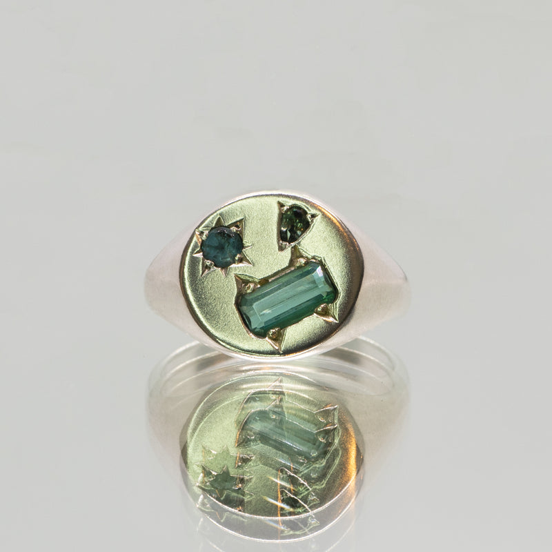 Une - Bespoke - Signet #5 with Tourmaline, Topaz and Sapphire