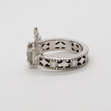 Halo & Hurt - The Erte Ring in 9ct White Gold with Salt and Pepper Hex Cut Diamond