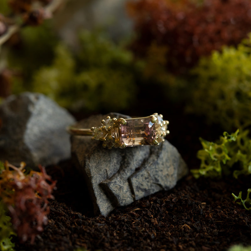 Une - Bespoke - Dusty Pink Tourmaline and White Sapphire Ring