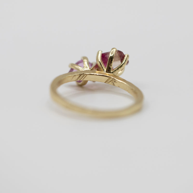 Une - Bespoke - Twin Ring with Bi-Colour Tourmaline and Pink Sapphire