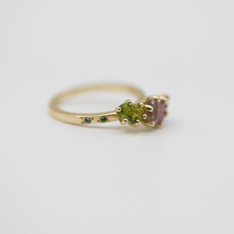 Une - Bespoke - Triad Ring with Watermelon Tourmaline