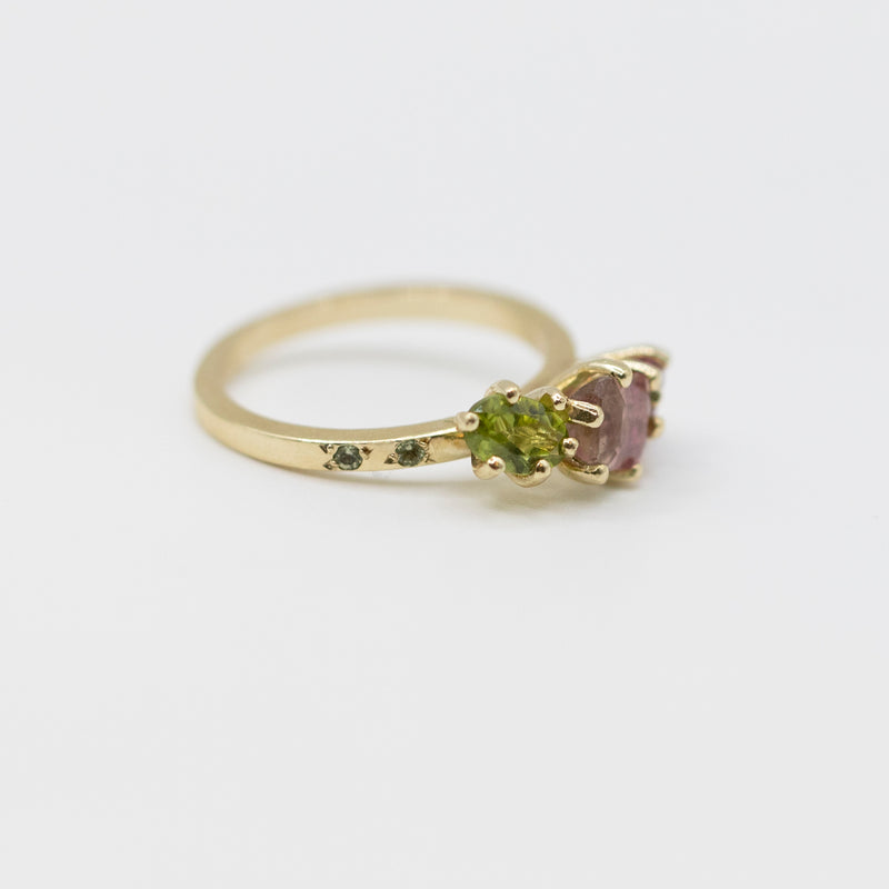 Une - Bespoke - Triad Ring with Watermelon Tourmaline