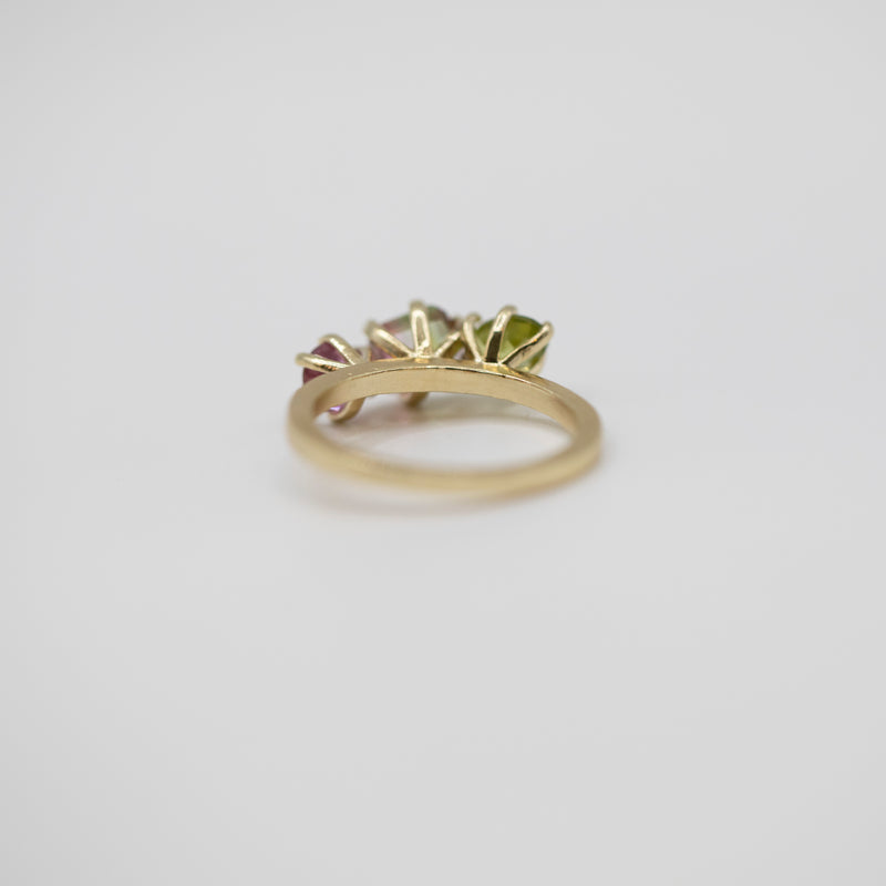 Une - Bespoke - Triad Ring with Watermelon Tourmaline