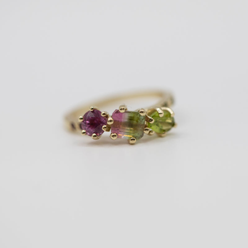 Une - Bespoke - Triad Ring with Watermelon Tourmaline