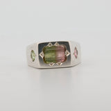 Une. - Bespoke - Signet #1 with Watermelon Tourmaline, Peridot and Pink Tourmaline
