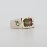 Une. - Bespoke - Signet #1 with Watermelon Tourmaline, Peridot and Pink Tourmaline