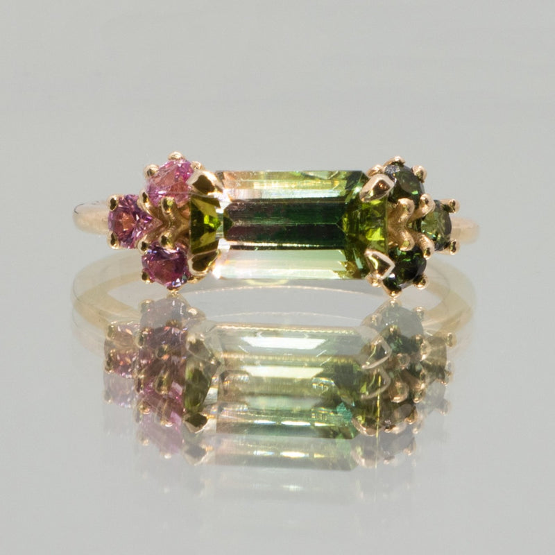 Une - Pink & Green Bicolour Tourmaline Ring
