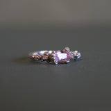 Eloise Falkiner - White Gold Seafoam Ring with Pink Sapphire and Salt and Pepper Diamonds
