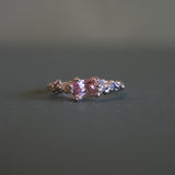 Eloise Falkiner - White Gold Seafoam Ring with Pink Sapphire and Salt and Pepper Diamonds