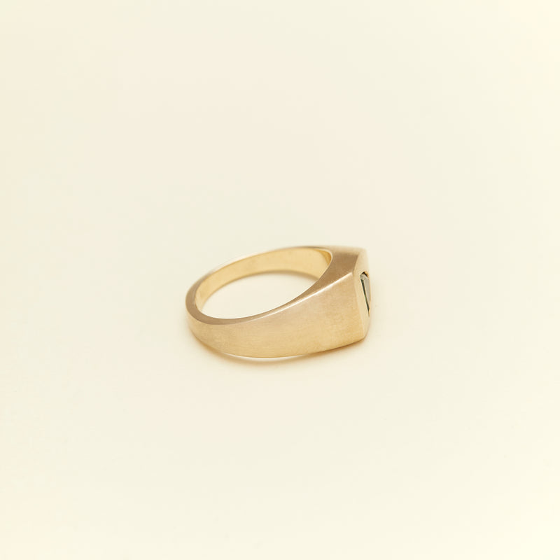 Jacqueline Nguyen Jewellery - Trilliant Signet - 9ct Yellow Gold with Aus Parti Sapphire