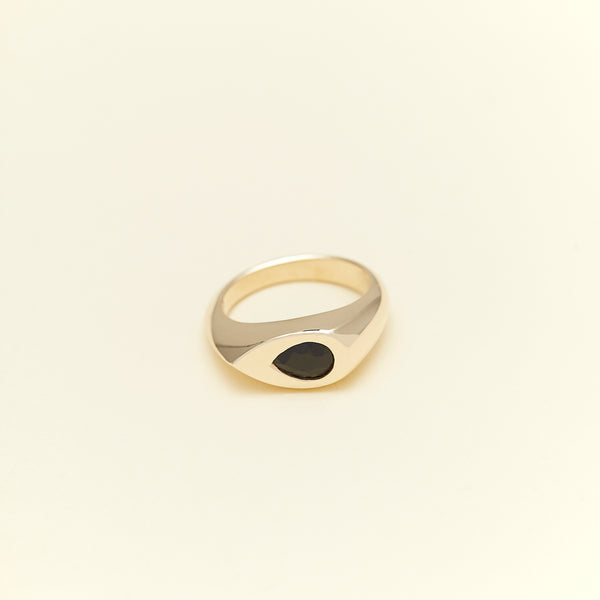 Jacqueline Nguyen Jewellery - Pear Signum - 9ct Yellow Gold with Aus Black Sapphire