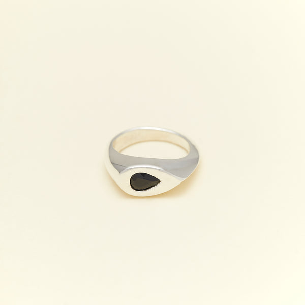 Jacqueline Nguyen Jewellery - Pear Signum - Sterling Silver with Aus Black Sapphire