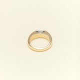 Jacqueline Nguyen Jewellery - Tension Set Emerald Band - 9ct Yellow Gold with Ceylon Parti Sapphire