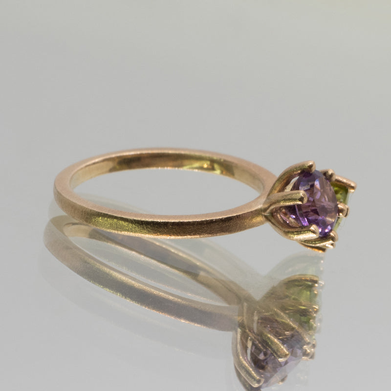 une - Amethyst and Peridot Twin Ring