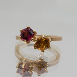 une - Pink tourmaline and citrine twin ring