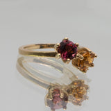 une - Pink tourmaline and citrine twin ring