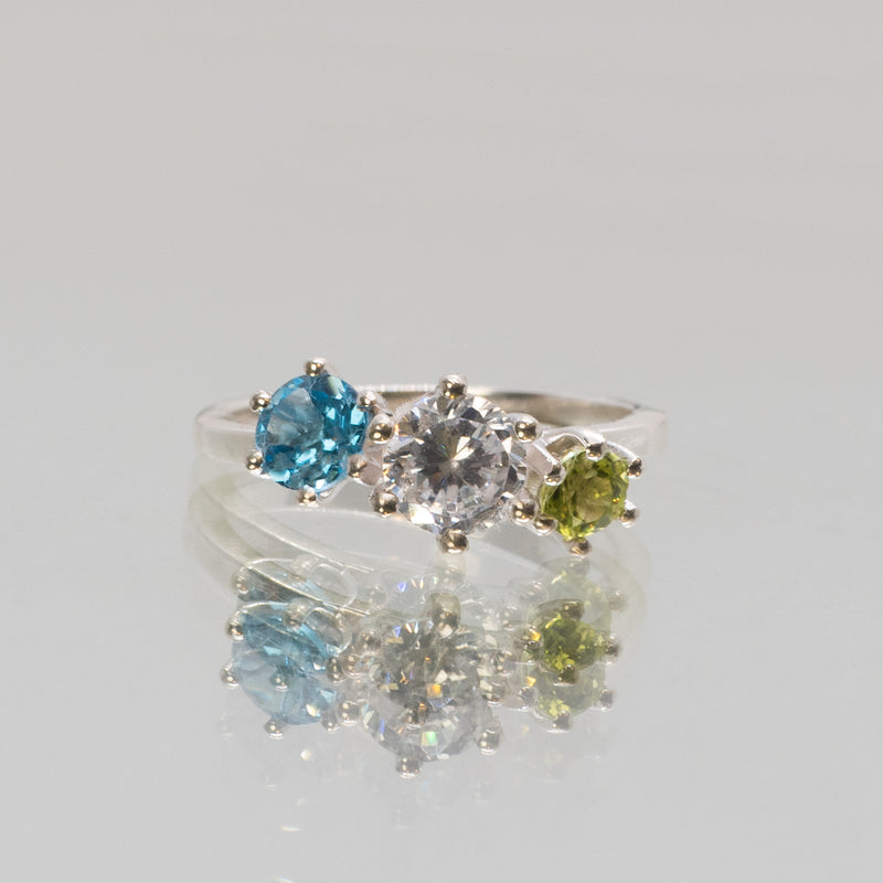 une - Topaz, Cubic Zirconia and Peridot Triad Ring