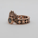 Halo & Hurt - The Erte Ring - 9ct Rose Gold with Salt and Pepper Diamond